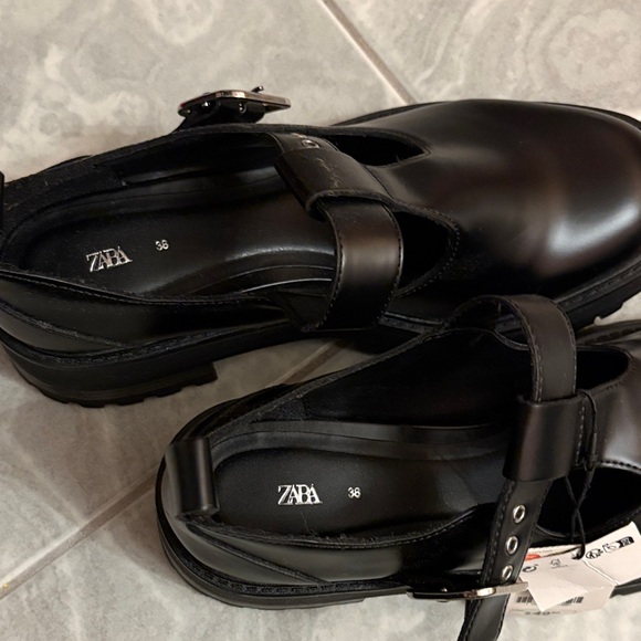 Zara Black Chunky Loafers with Buckle - Picture 2 of 5